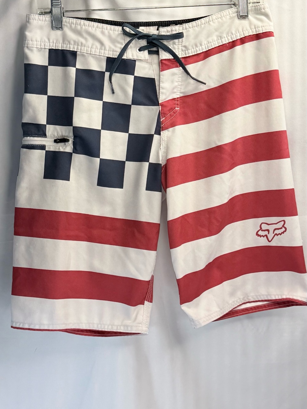 Fox Men’s American Flag Board Swim Shorts Size 29 Red, White & Blue GUC